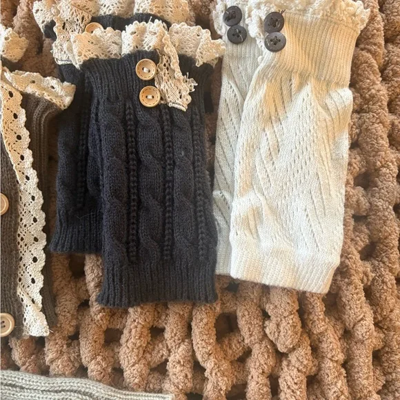 5 Knit Leg Warmers and Boot Cuffs Set - Picture 3 of 3